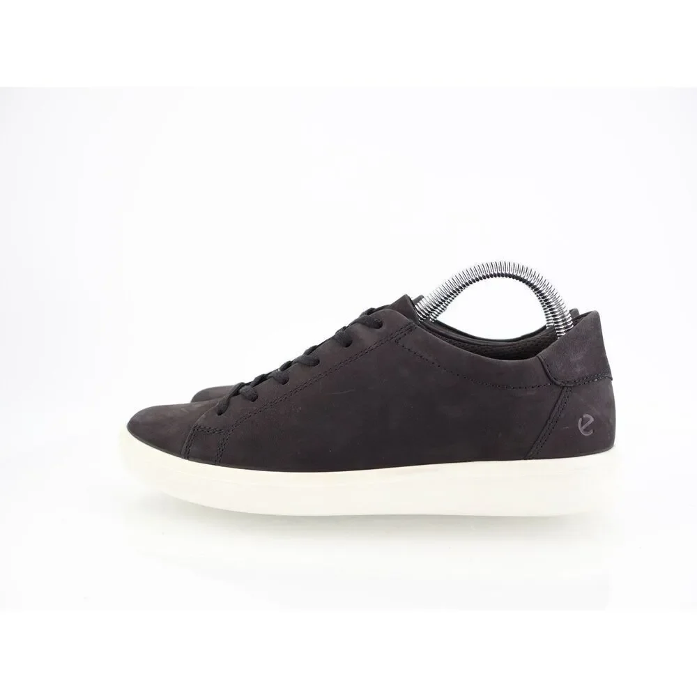 Ecco Soft Classic Sneaker Black Nubuck Women Size 9 / 9.5 Lace Up Shoes